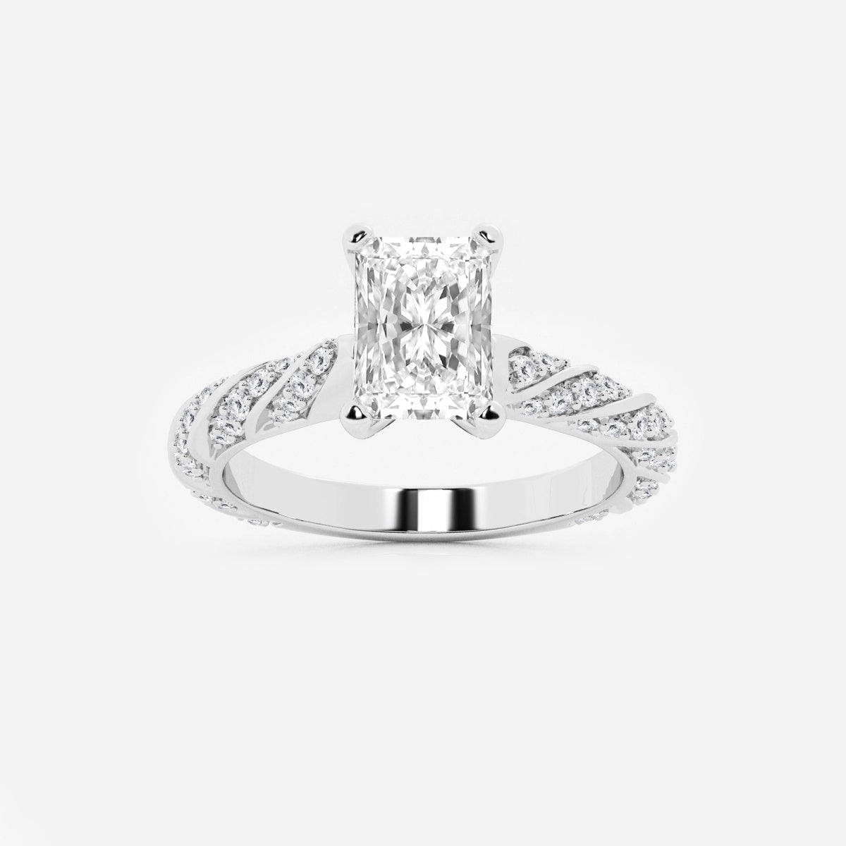 Lila - Ribbon Side Stones Engagement Ring