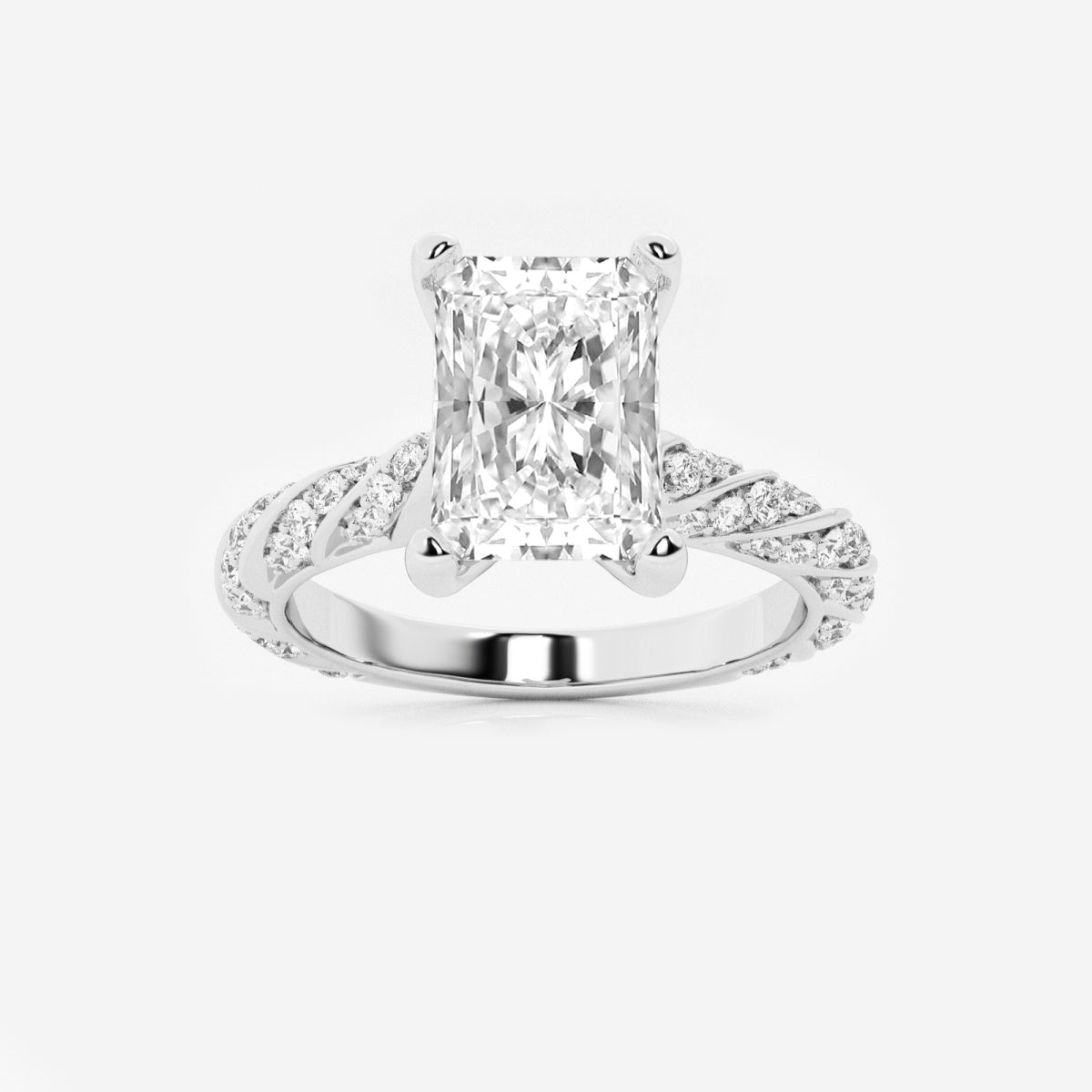 Lila - Ribbon Side Stones Engagement Ring