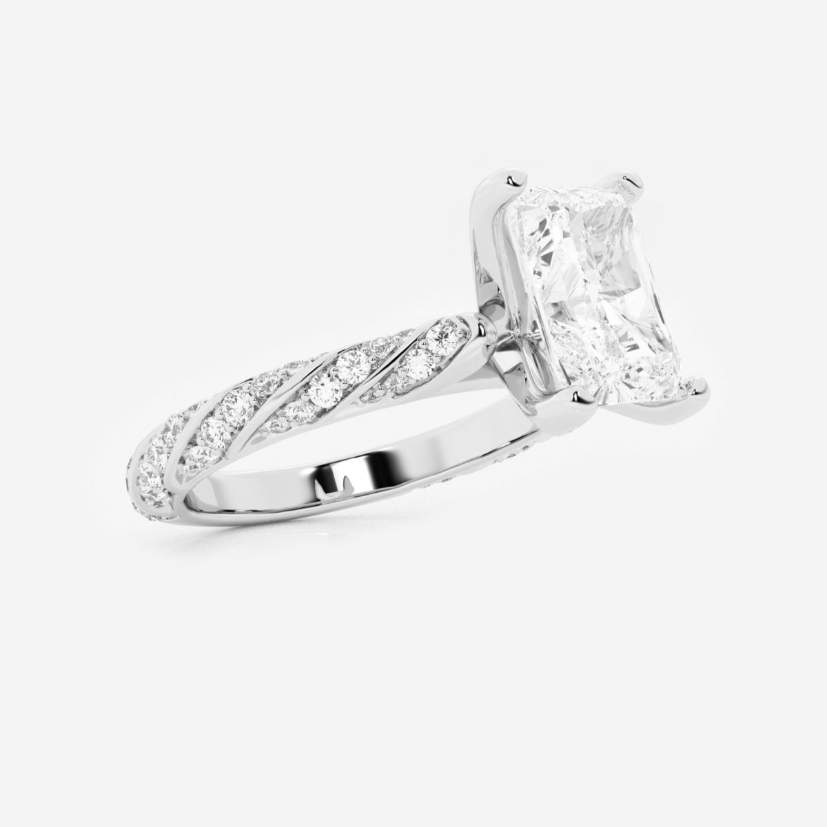 Lila - Ribbon Side Stones Engagement Ring