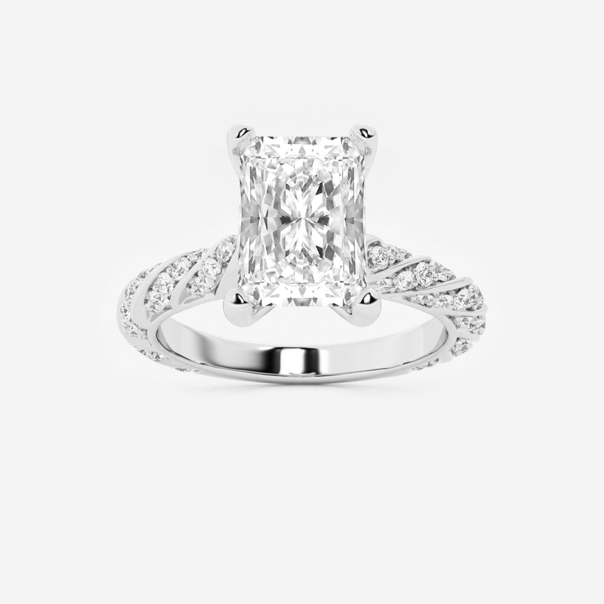 Lila - Ribbon Side Stones Engagement Ring