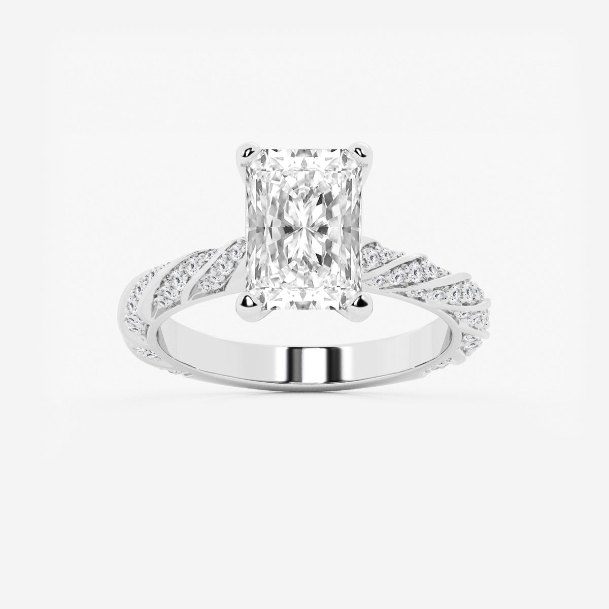 Lila - Ribbon Side Stones Engagement Ring