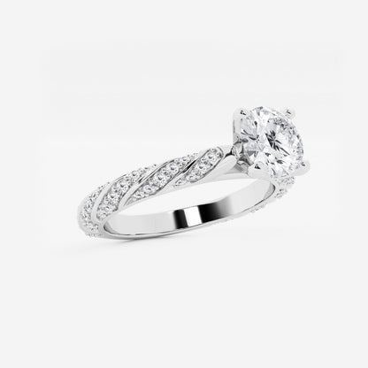 Lila - Ribbon Side Stones Engagement Ring