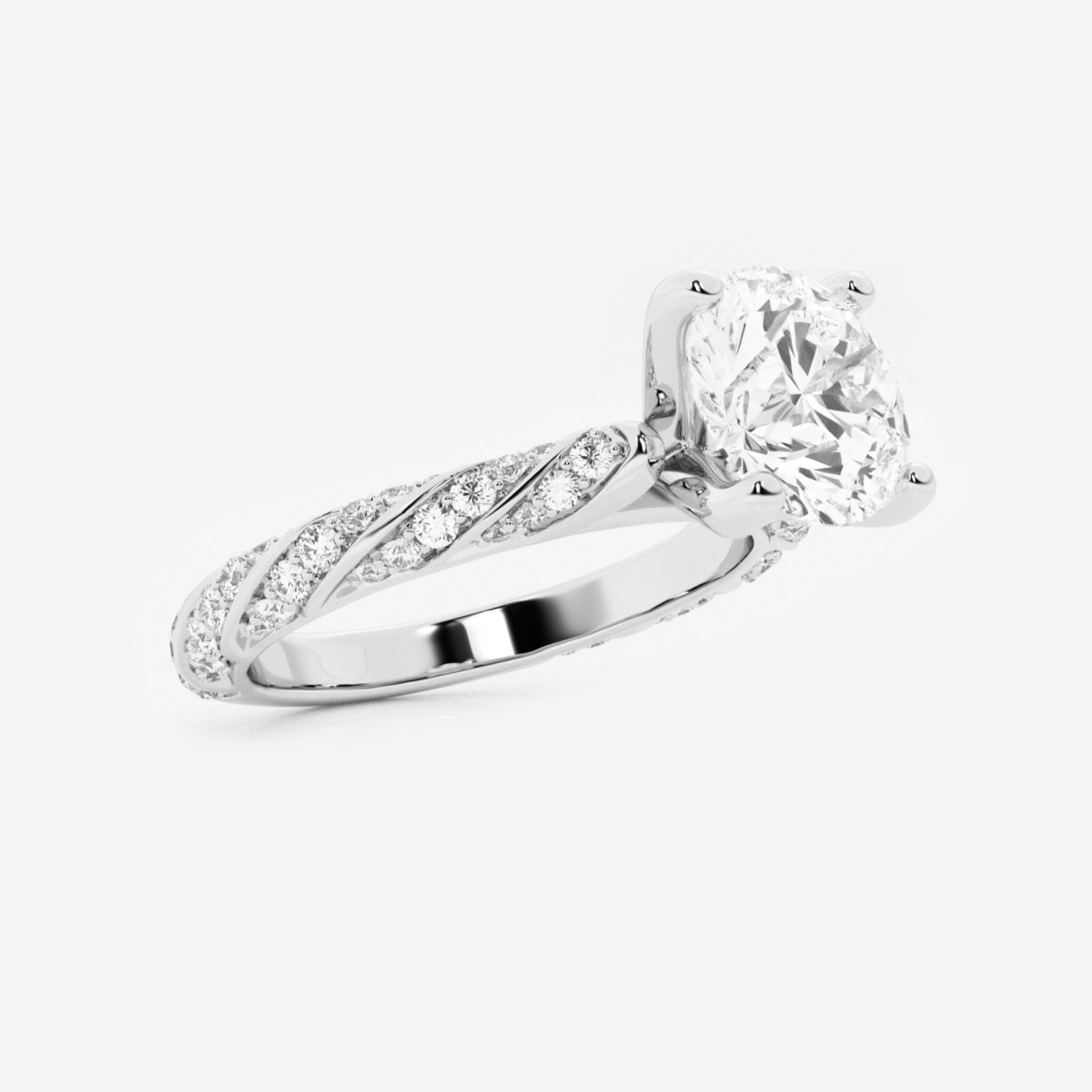 Lila - Ribbon Side Stones Engagement Ring