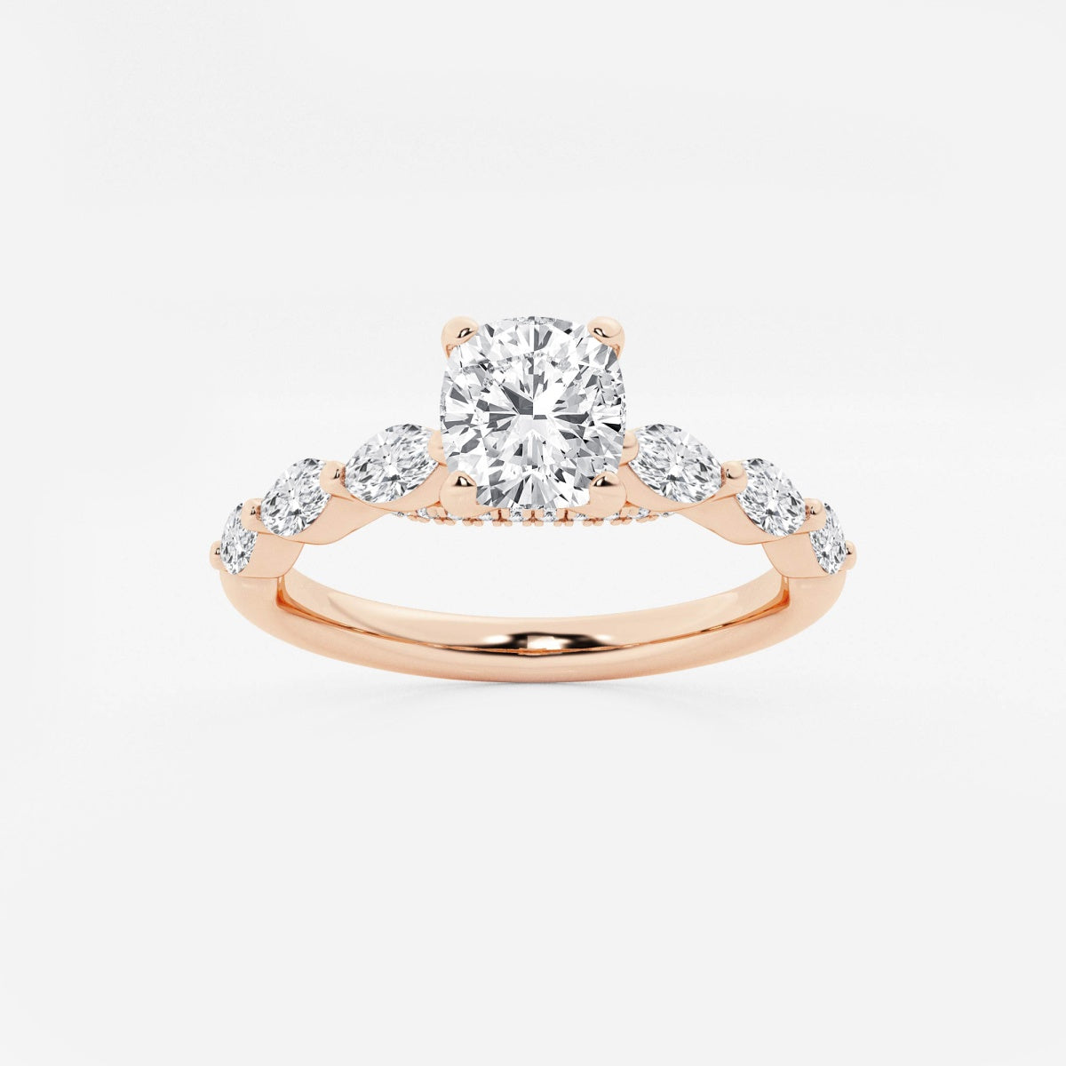 Mila - Floating Side Stones Engagement Ring