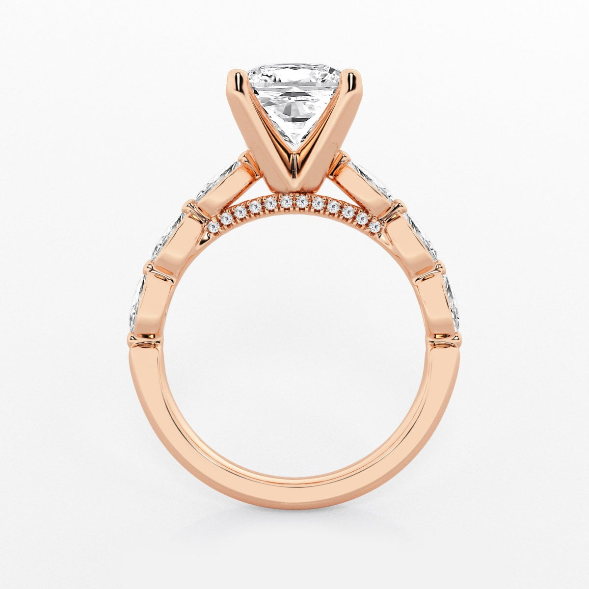 Mila - Floating Side Stones Engagement Ring