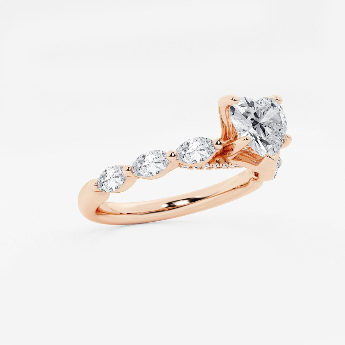 Mila - Floating Side Stones Engagement Ring