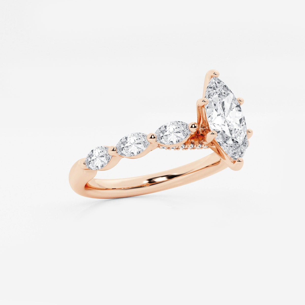 Mila - Floating Side Stones Engagement Ring