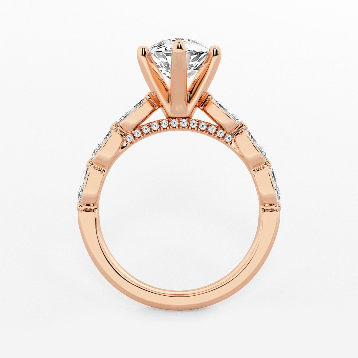 Mila - Floating Side Stones Engagement Ring