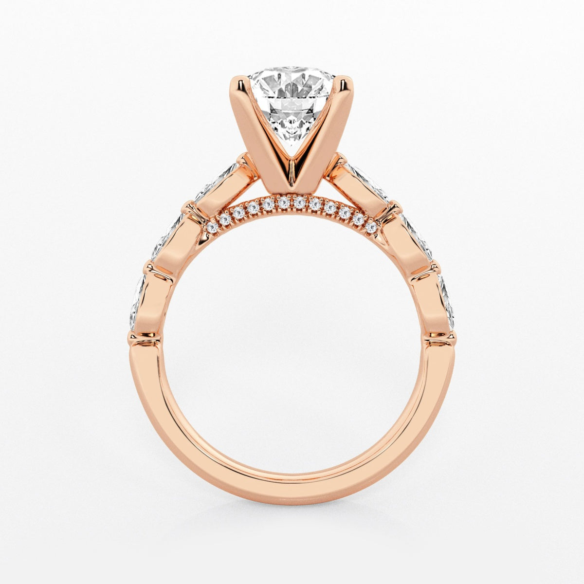 Mila - Floating Side Stones Engagement Ring