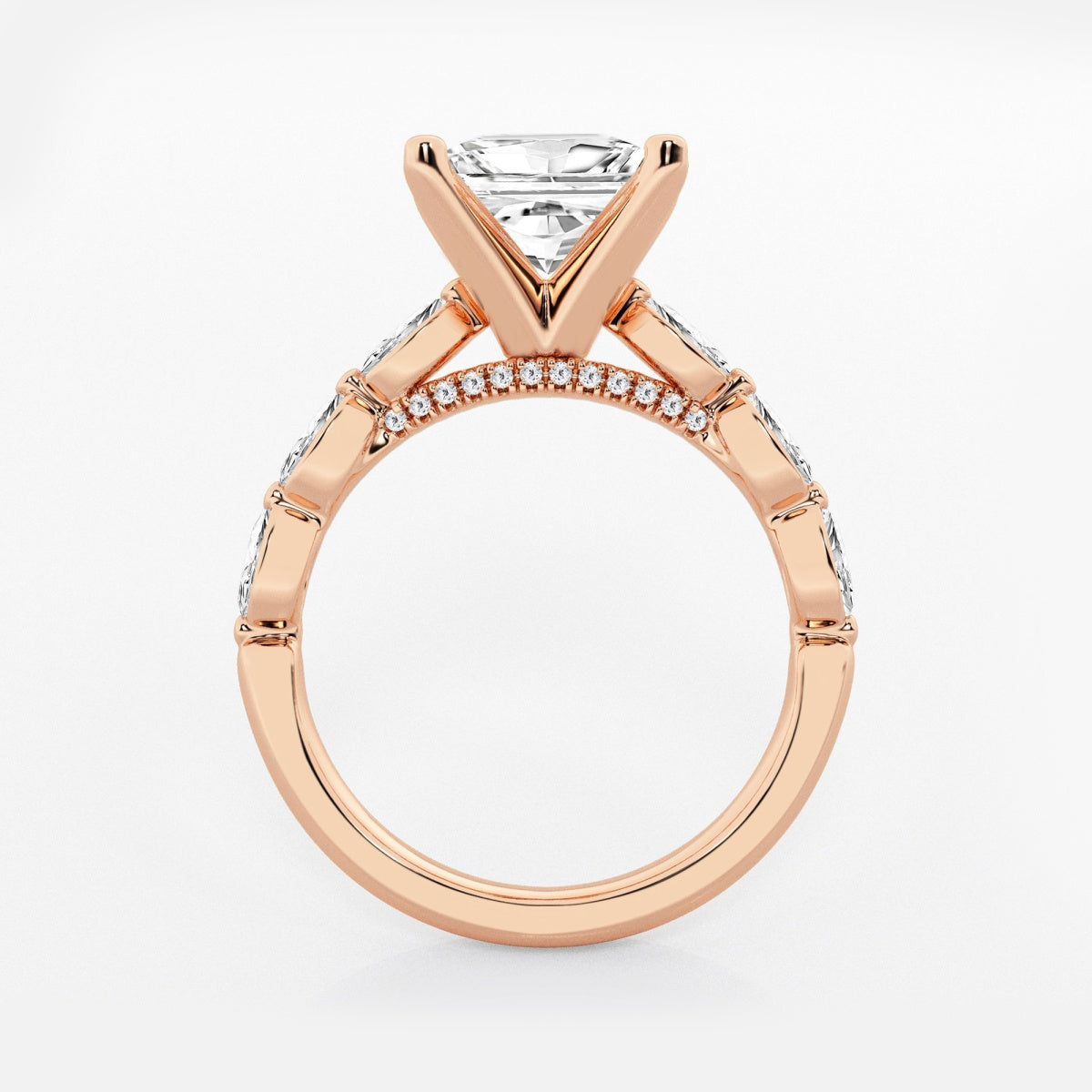 Mila - Floating Side Stones Engagement Ring