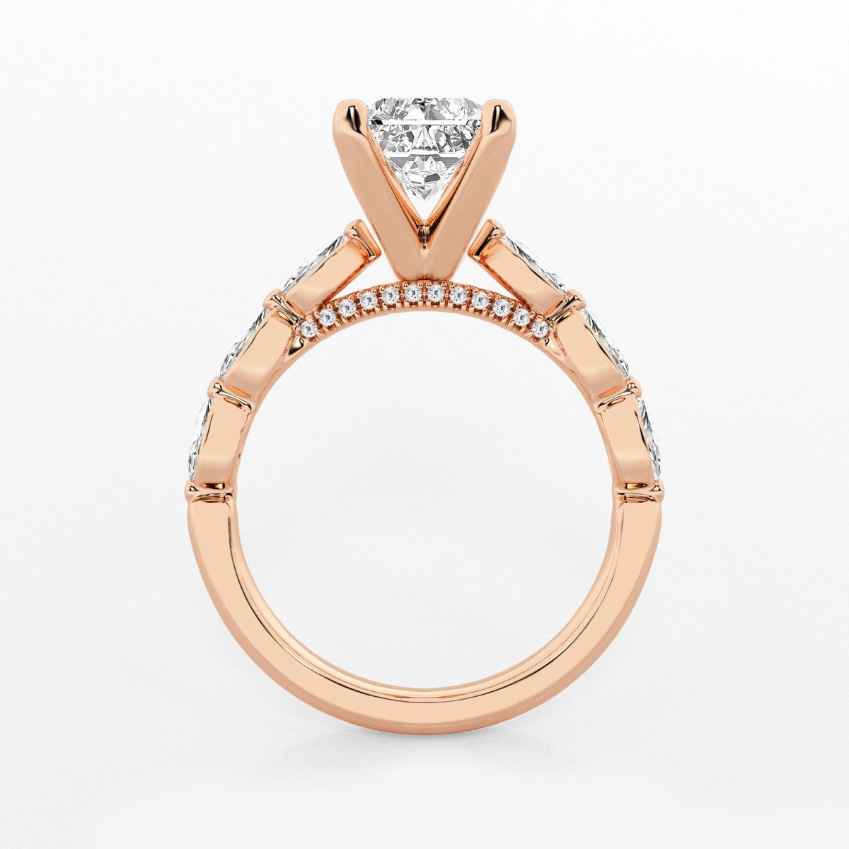 Mila - Floating Side Stones Engagement Ring