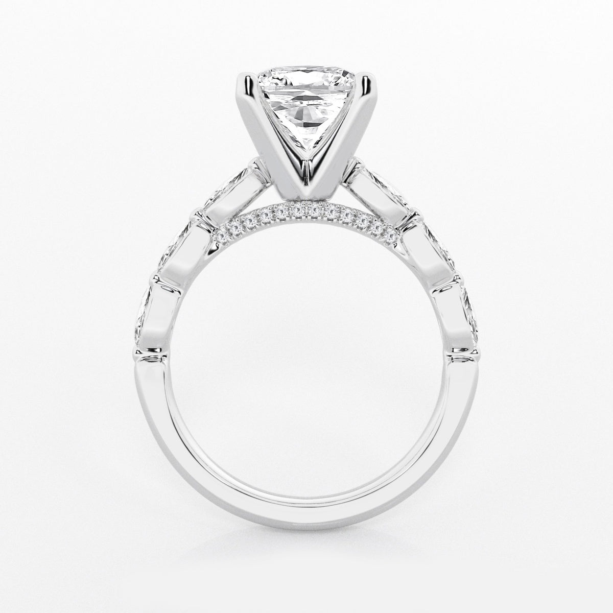 Mila - Floating Side Stones Engagement Ring