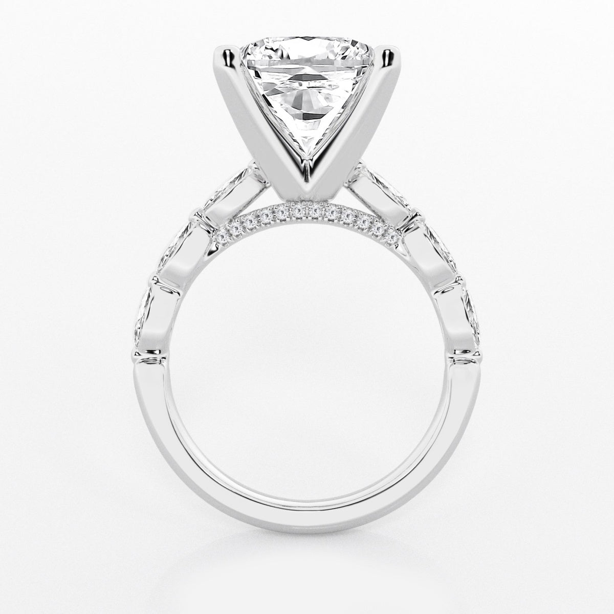 Mila - Floating Side Stones Engagement Ring