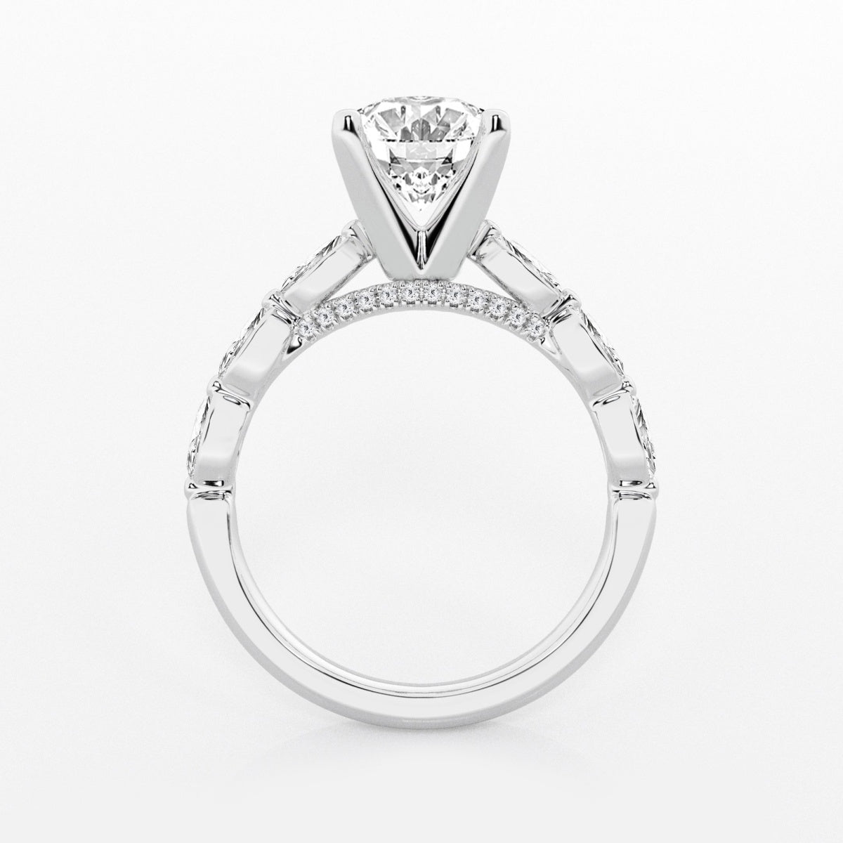 Mila - Floating Side Stones Engagement Ring