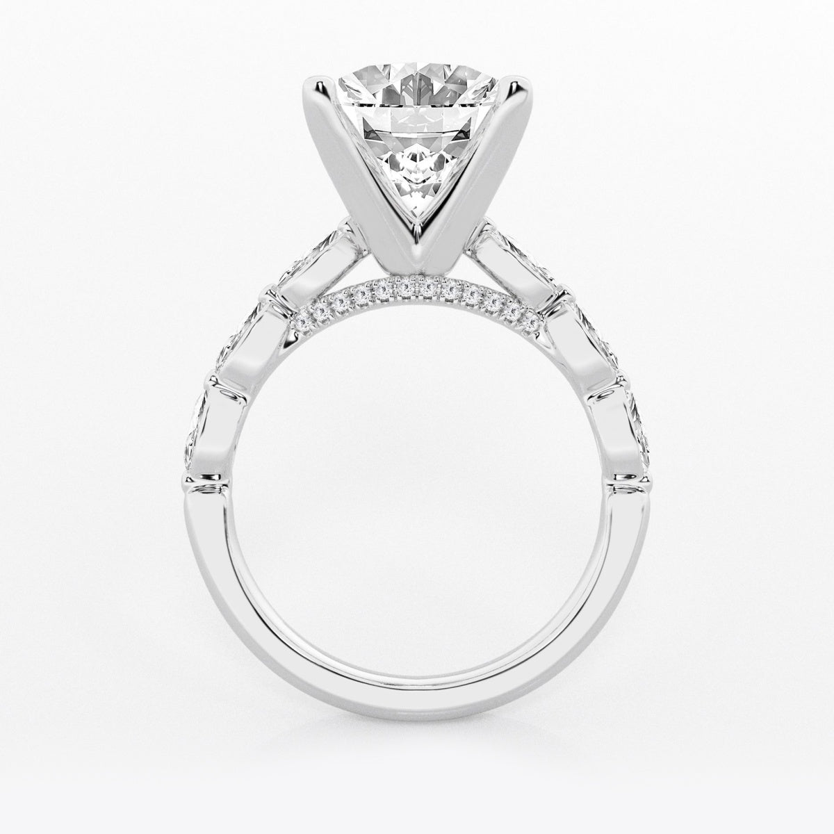 Mila - Floating Side Stones Engagement Ring