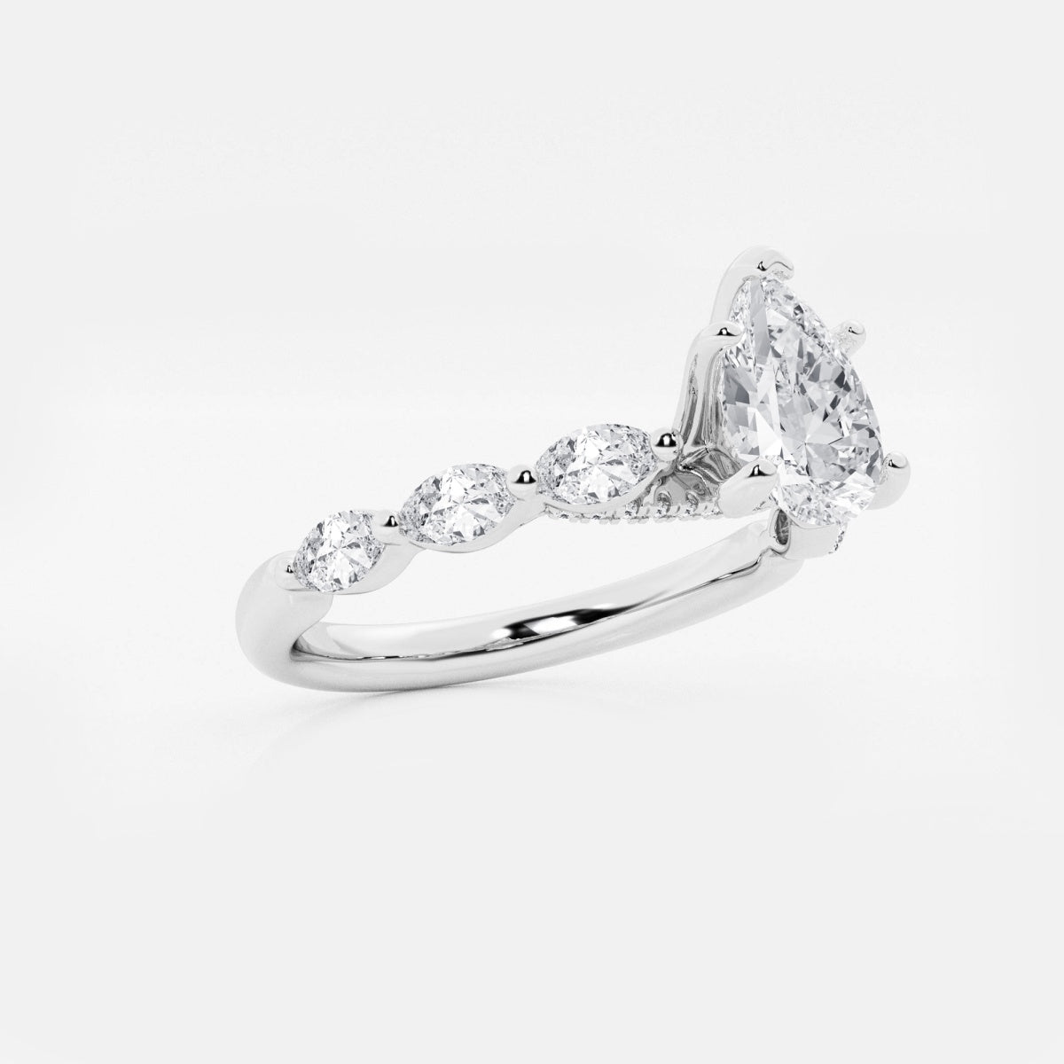 Mila - Floating Side Stones Engagement Ring