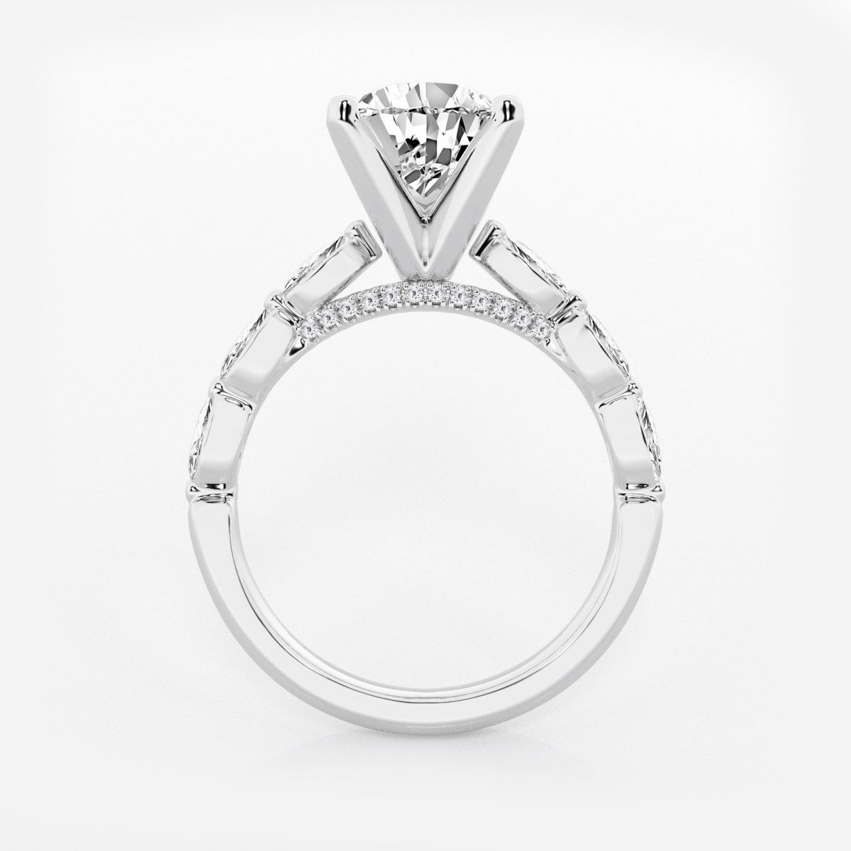 Mila - Floating Side Stones Engagement Ring