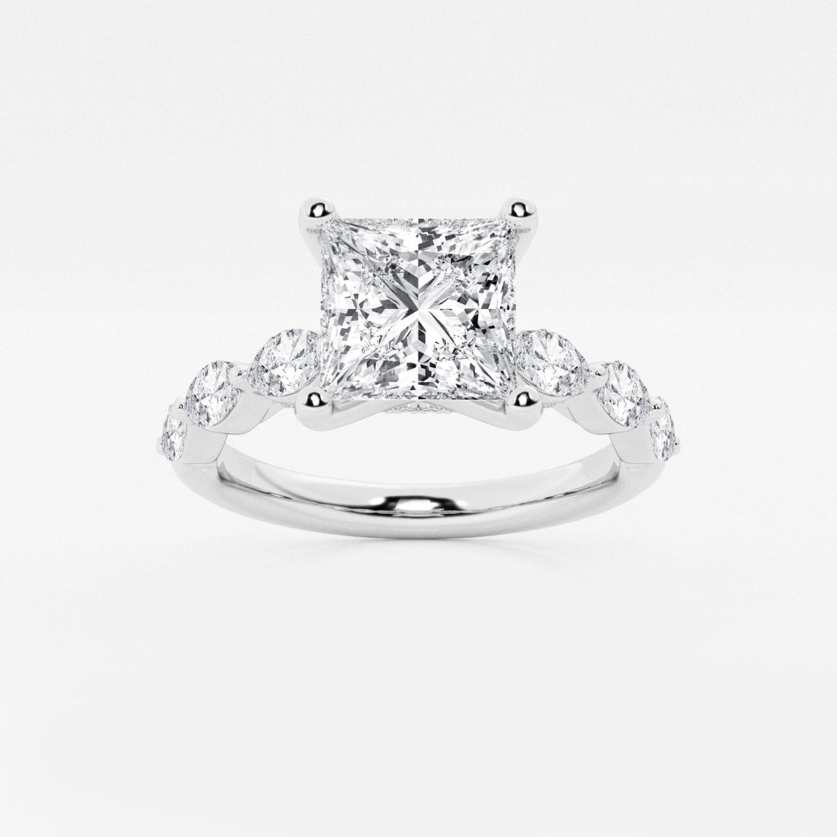 Mila - Floating Side Stones Engagement Ring