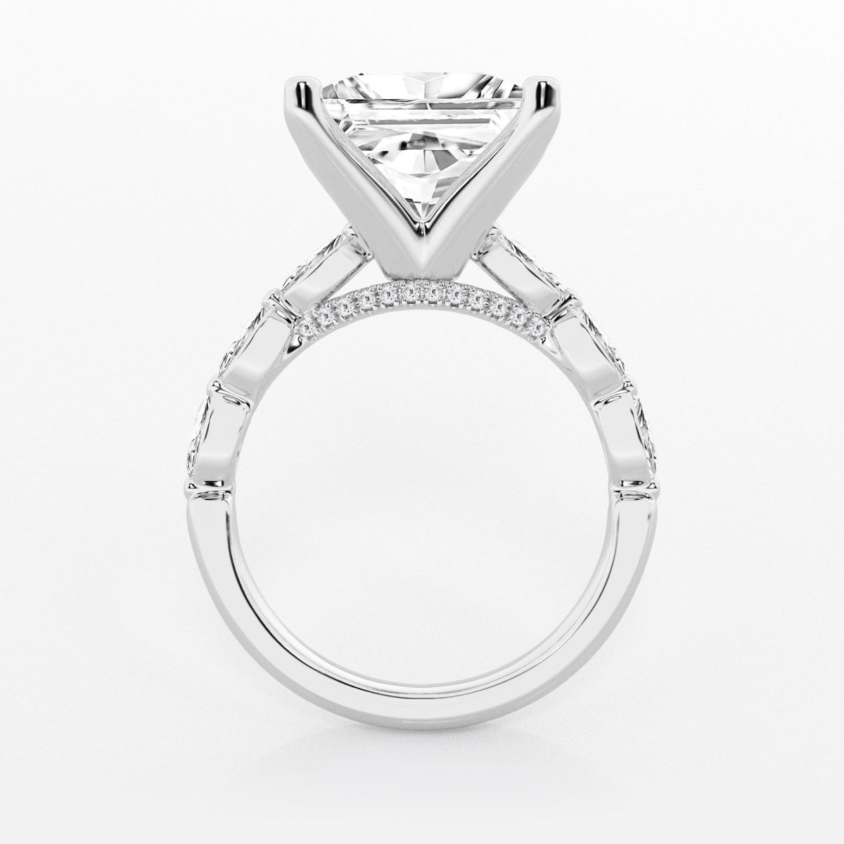 Mila - Floating Side Stones Engagement Ring