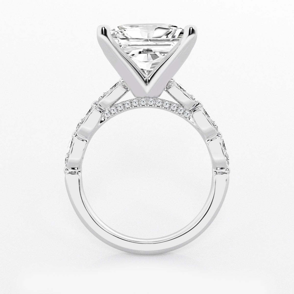 Mila - Floating Side Stones Engagement Ring