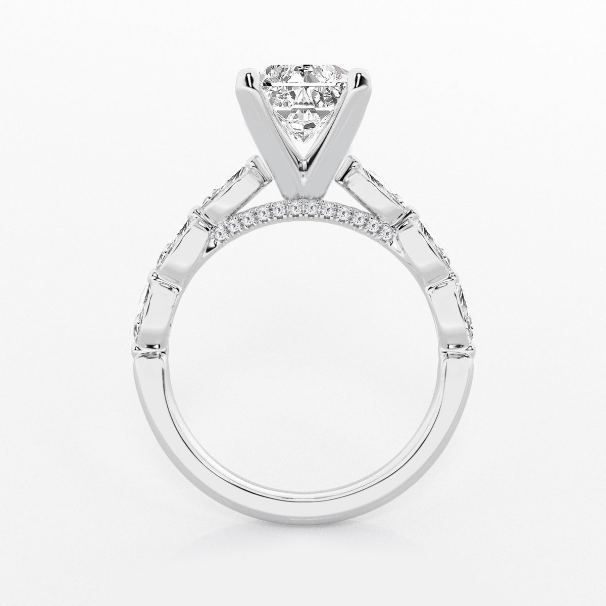 Mila - Floating Side Stones Engagement Ring