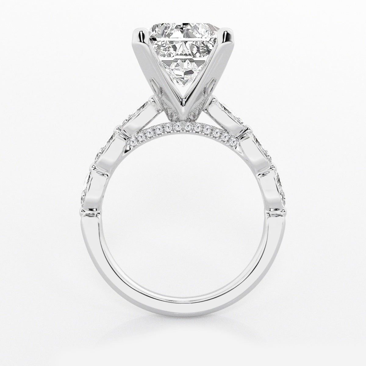 Mila - Floating Side Stones Engagement Ring