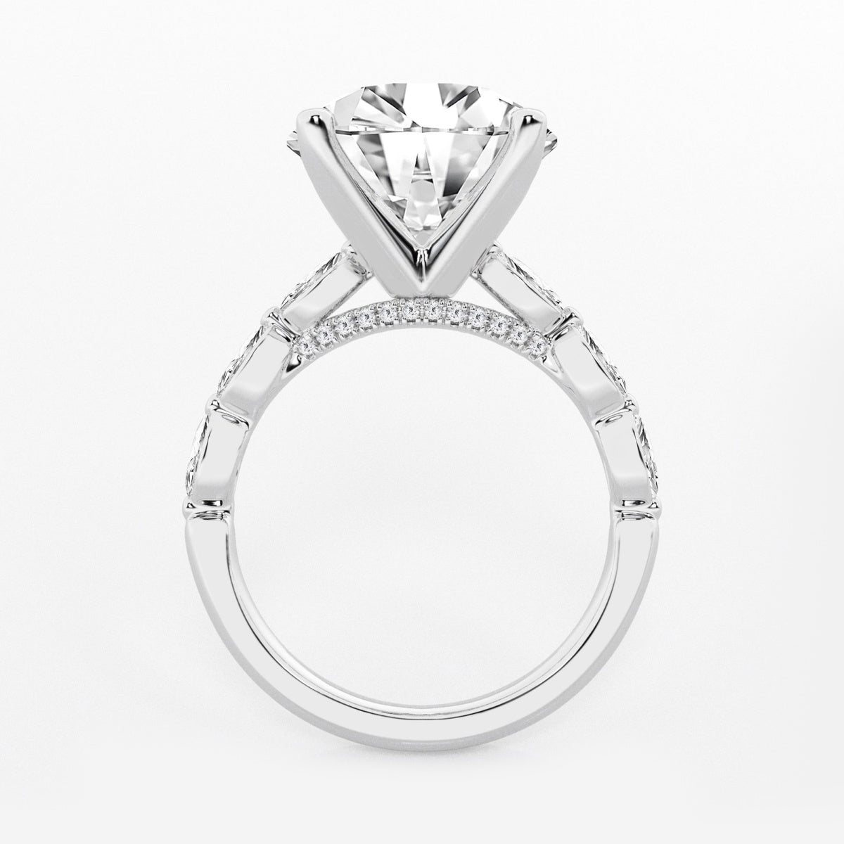 Mila - Floating Side Stones Engagement Ring