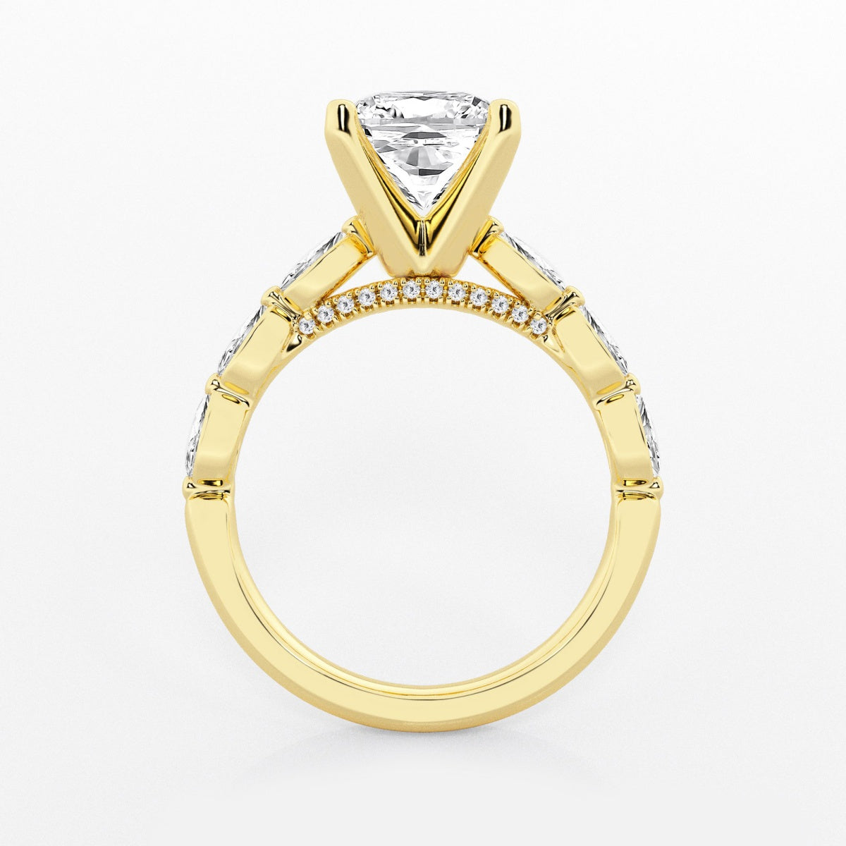 Mila - Floating Side Stones Engagement Ring