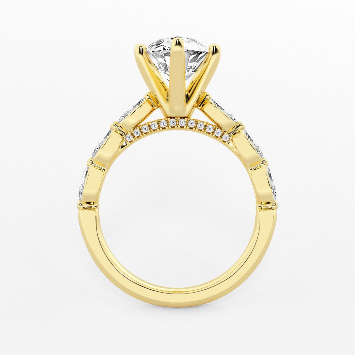 Mila - Floating Side Stones Engagement Ring