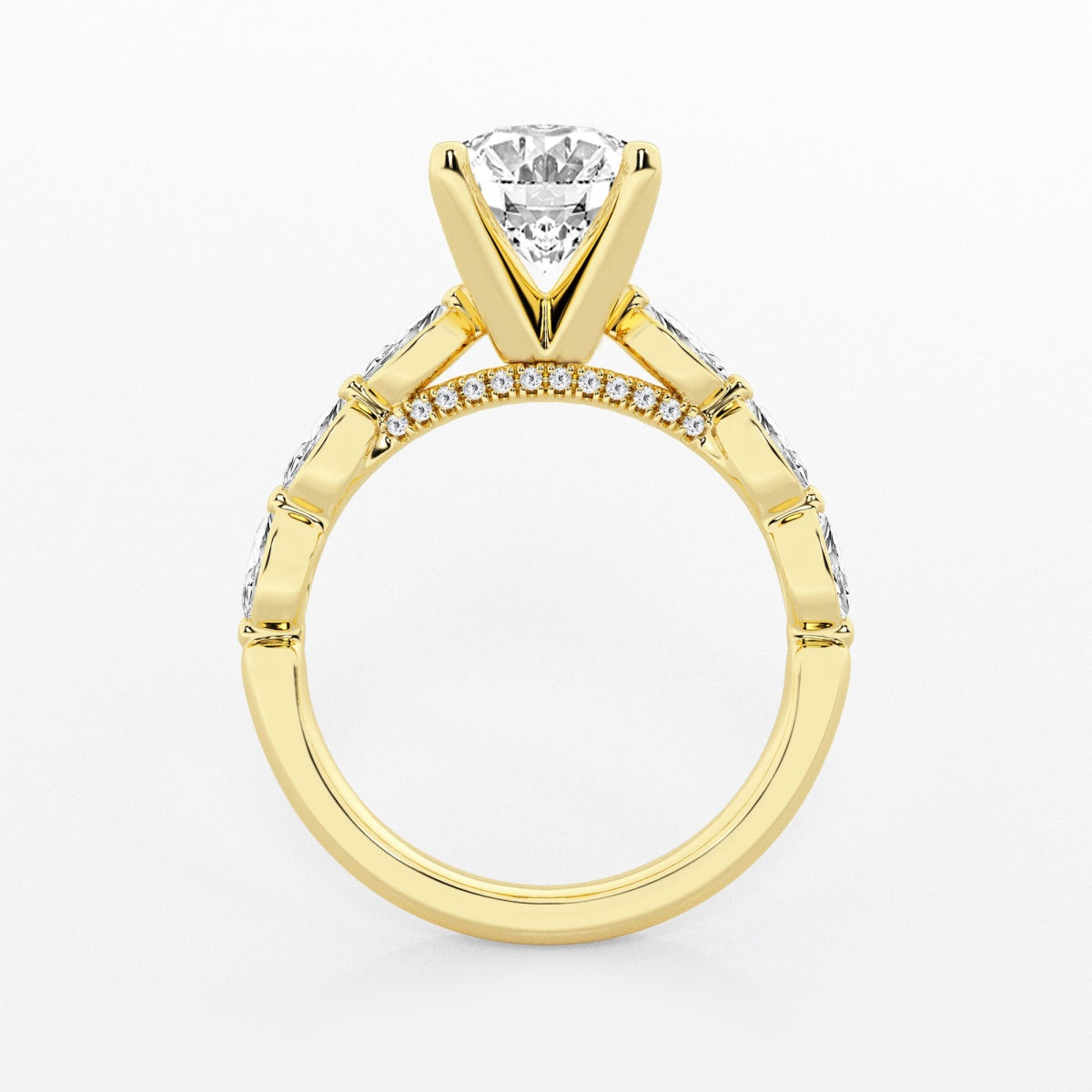 Mila - Floating Side Stones Engagement Ring