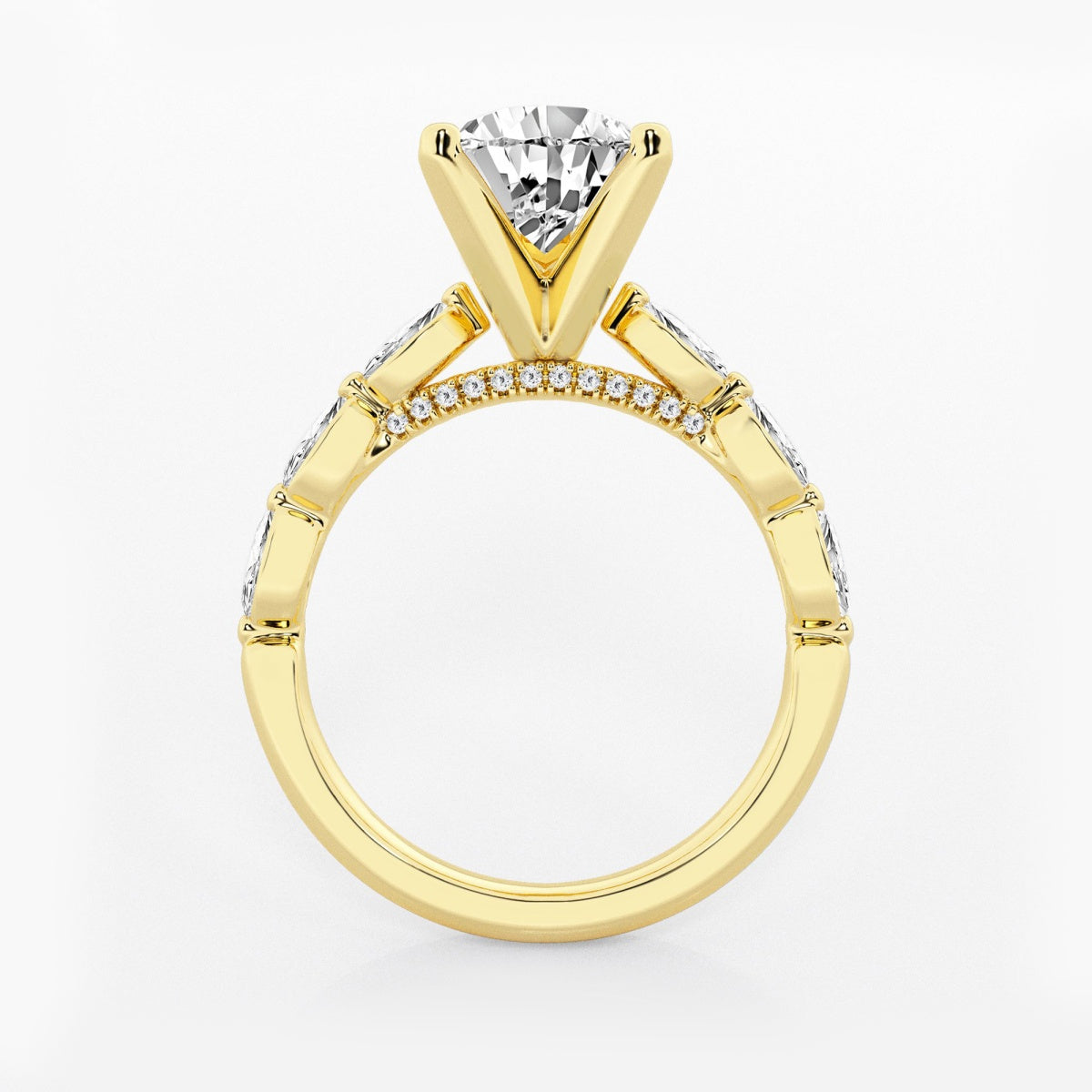 Mila - Floating Side Stones Engagement Ring