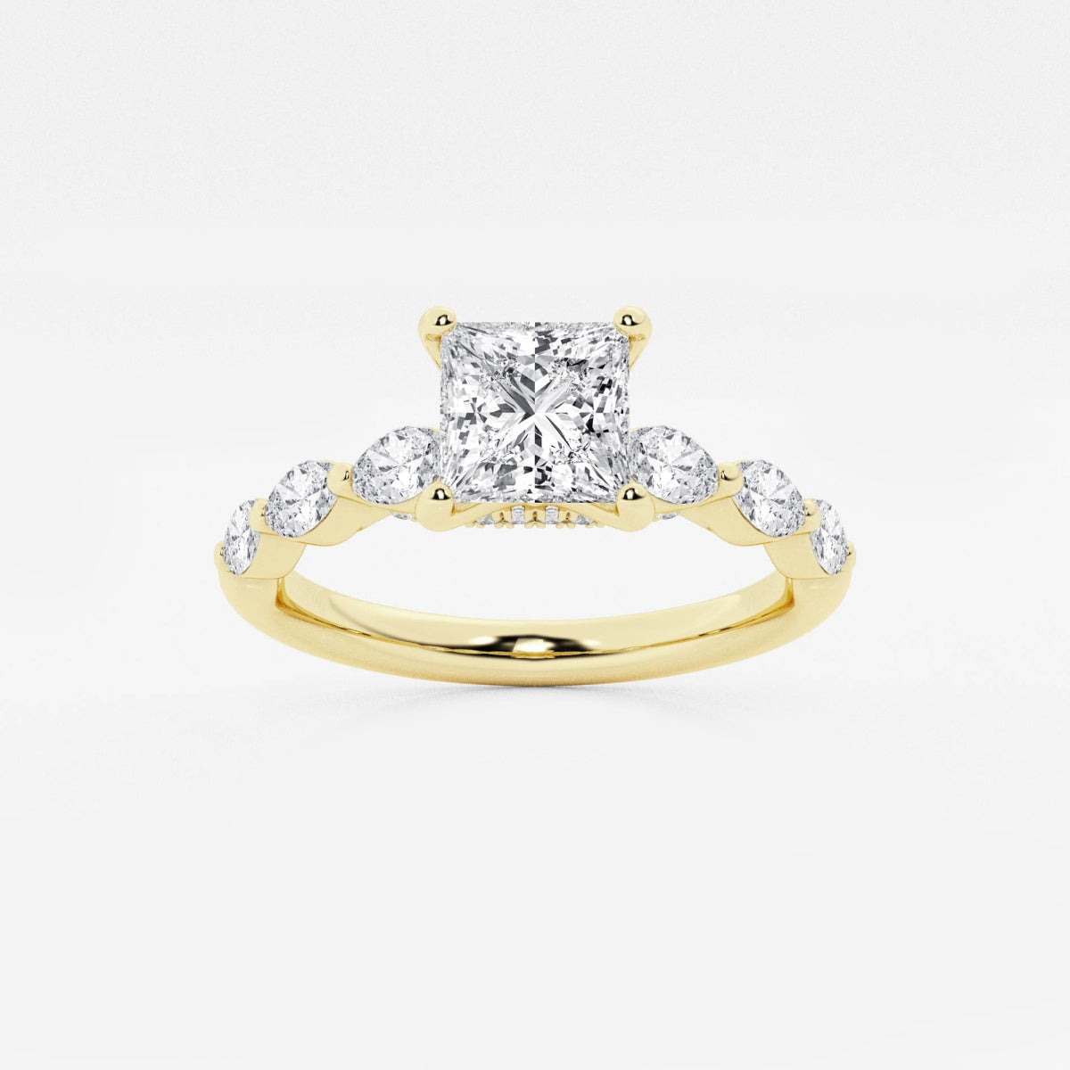 Mila - Floating Side Stones Engagement Ring