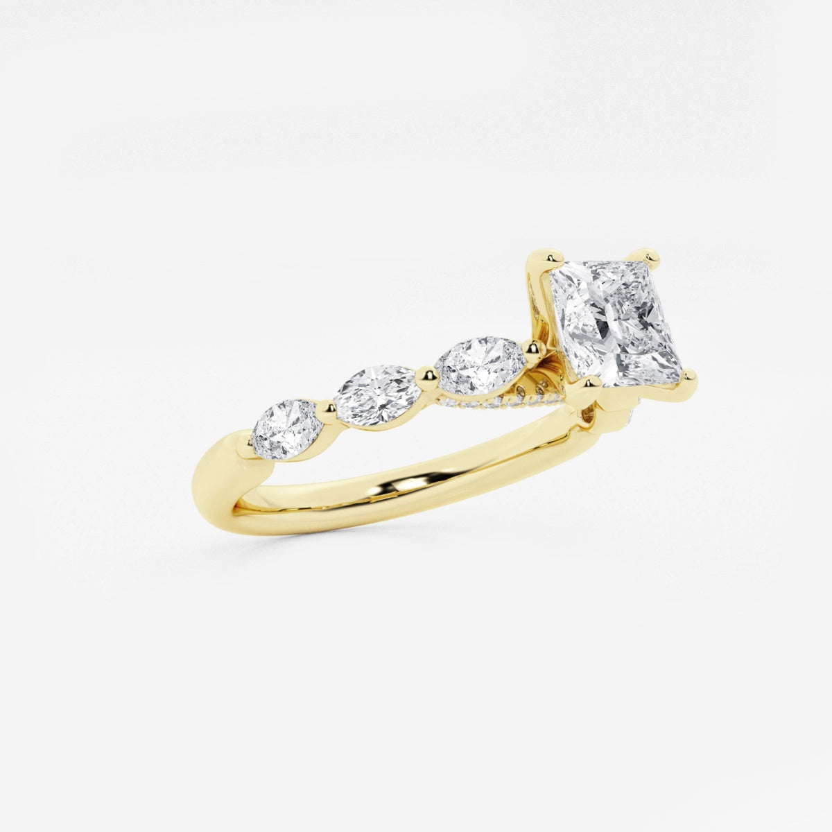 Mila - Floating Side Stones Engagement Ring