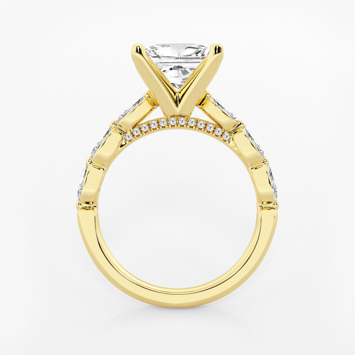 Mila - Floating Side Stones Engagement Ring