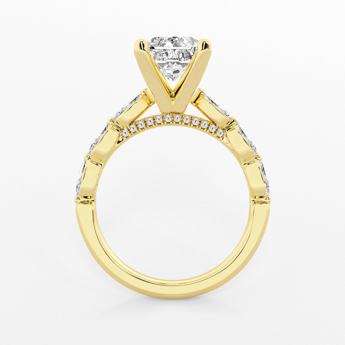 Mila - Floating Side Stones Engagement Ring