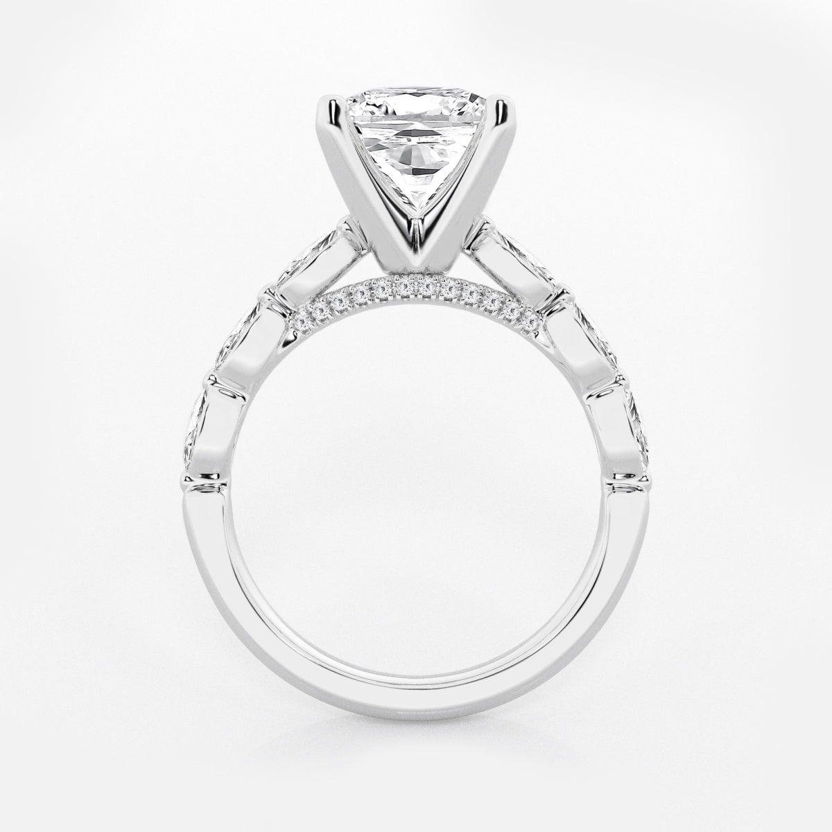 Mila - Floating Side Stones Engagement Ring