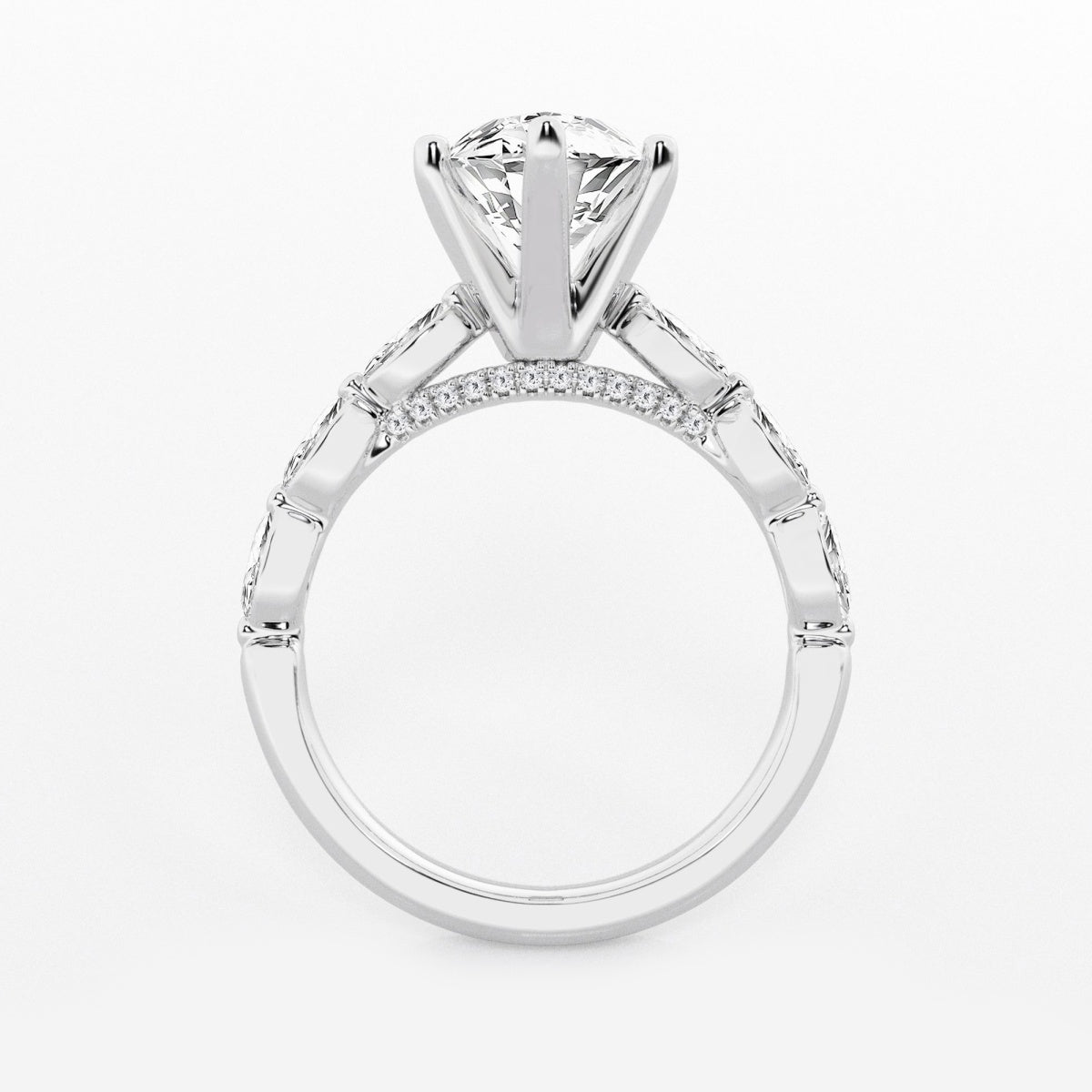 Mila - Floating Side Stones Engagement Ring