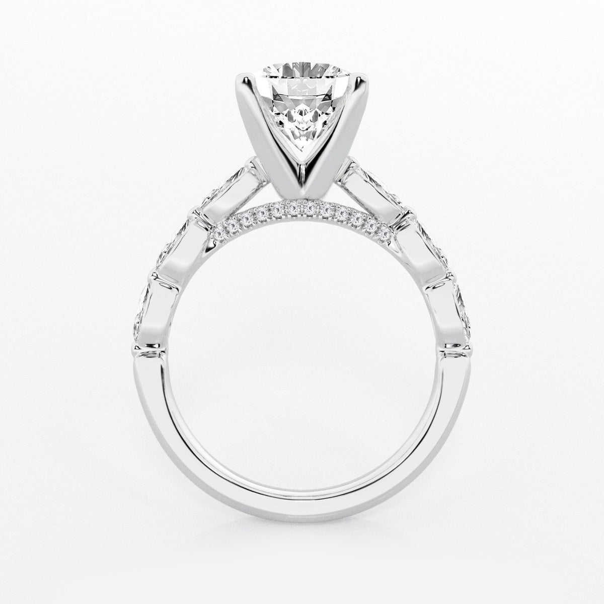 Mila - Floating Side Stones Engagement Ring