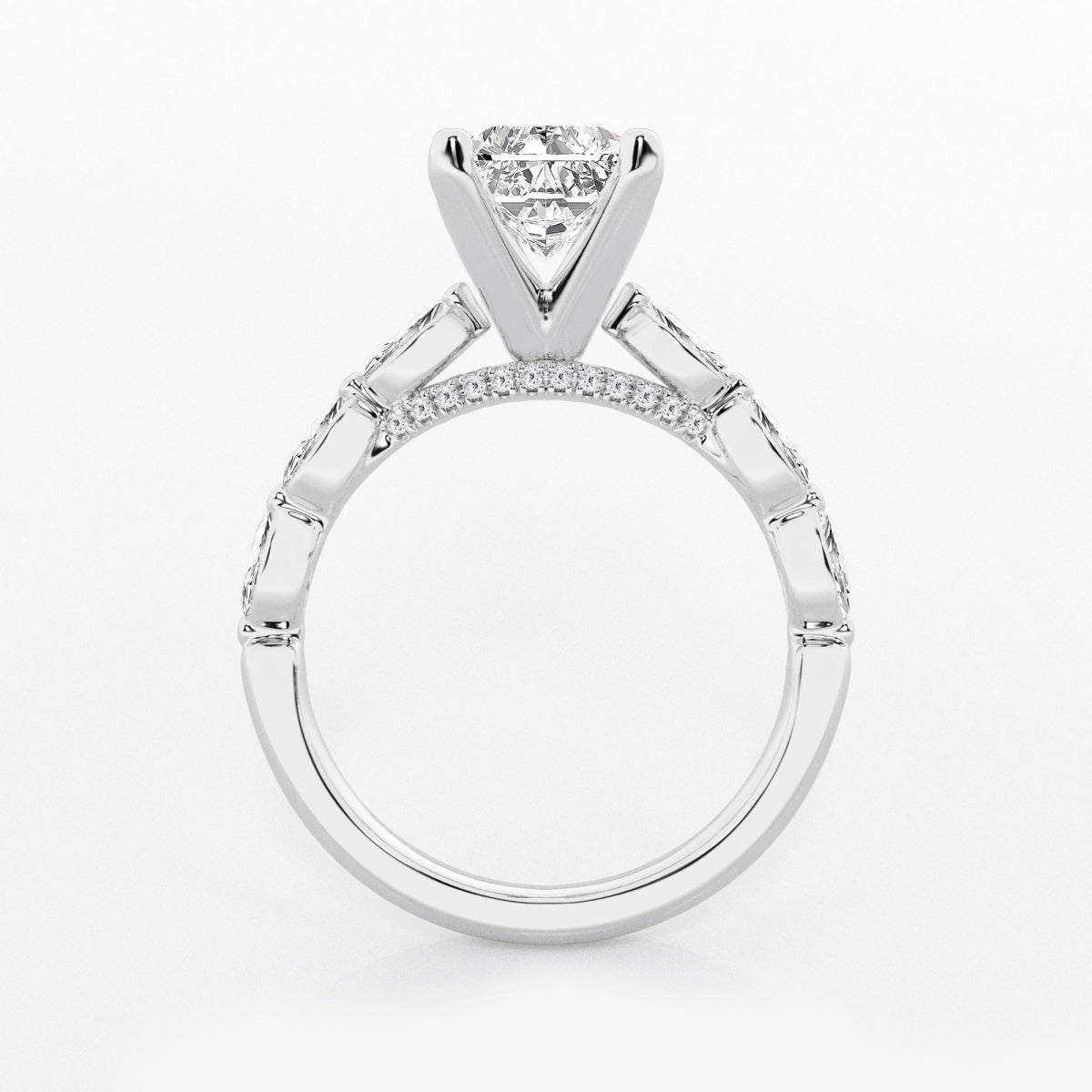 Mila - Floating Side Stones Engagement Ring