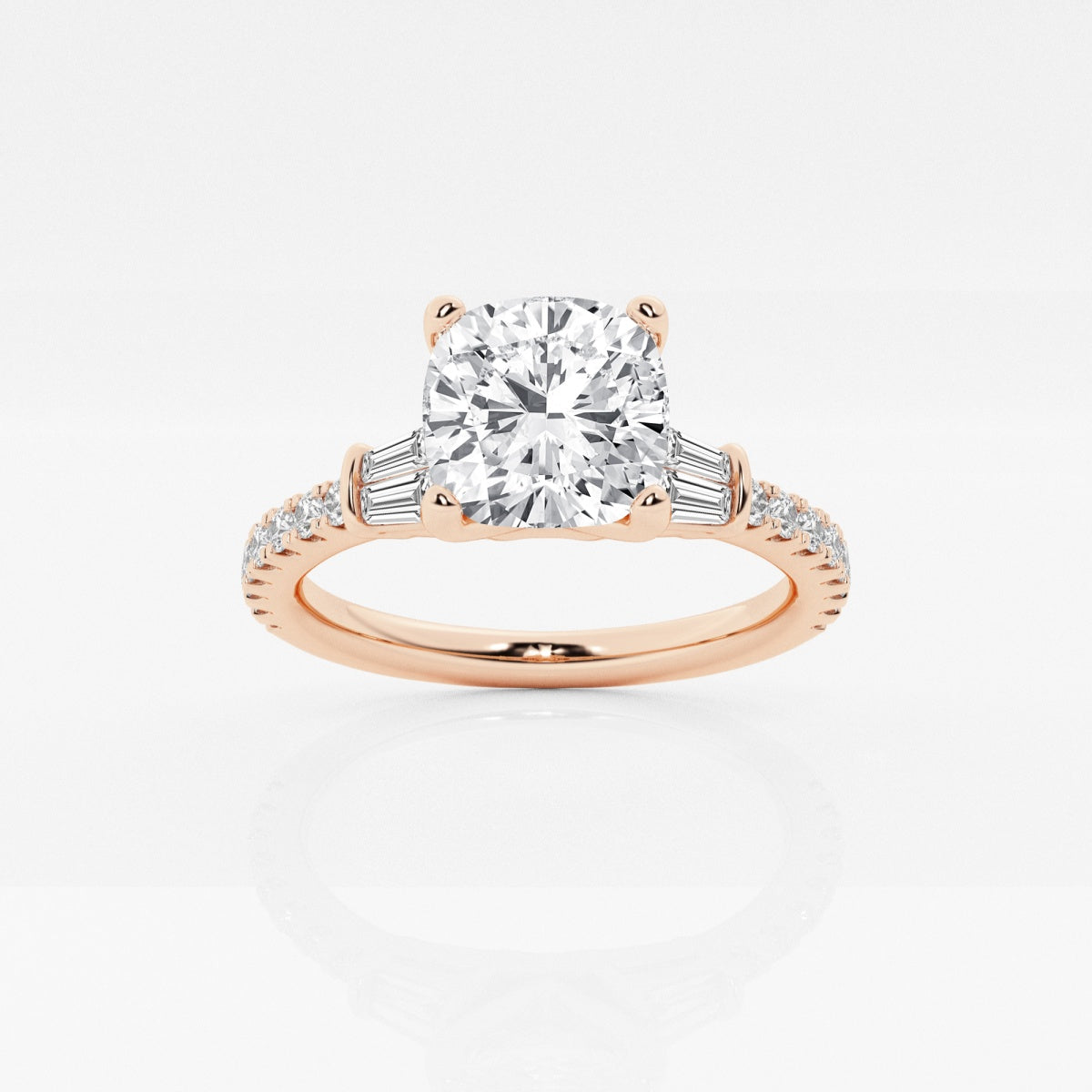 Naomi - Double Baguette Side Stones Engagement Ring