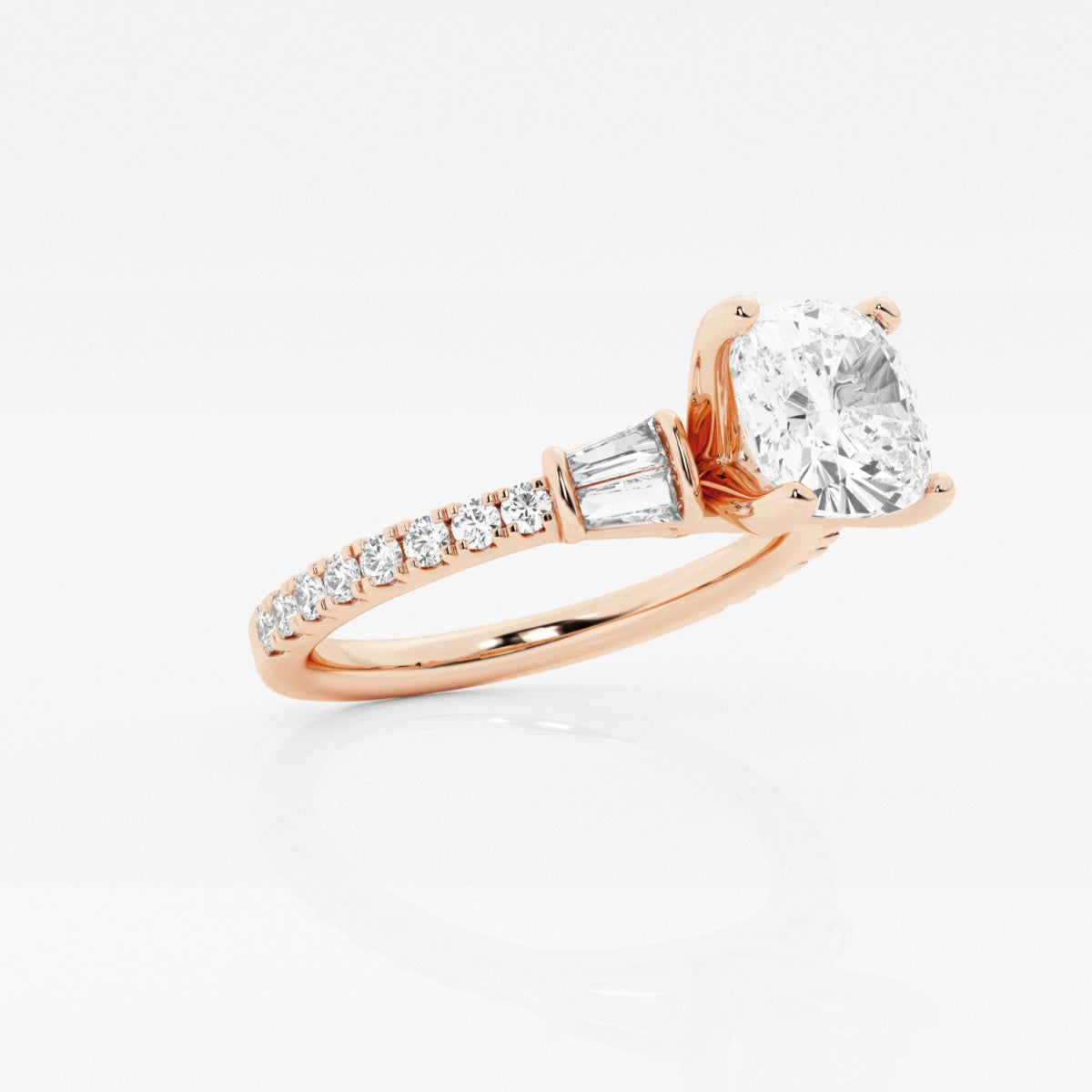 Naomi - Double Baguette Side Stones Engagement Ring