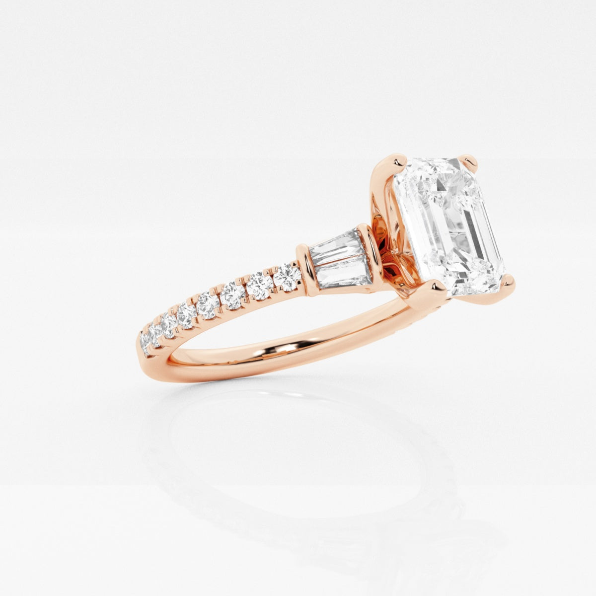 Naomi - Double Baguette Side Stones Engagement Ring