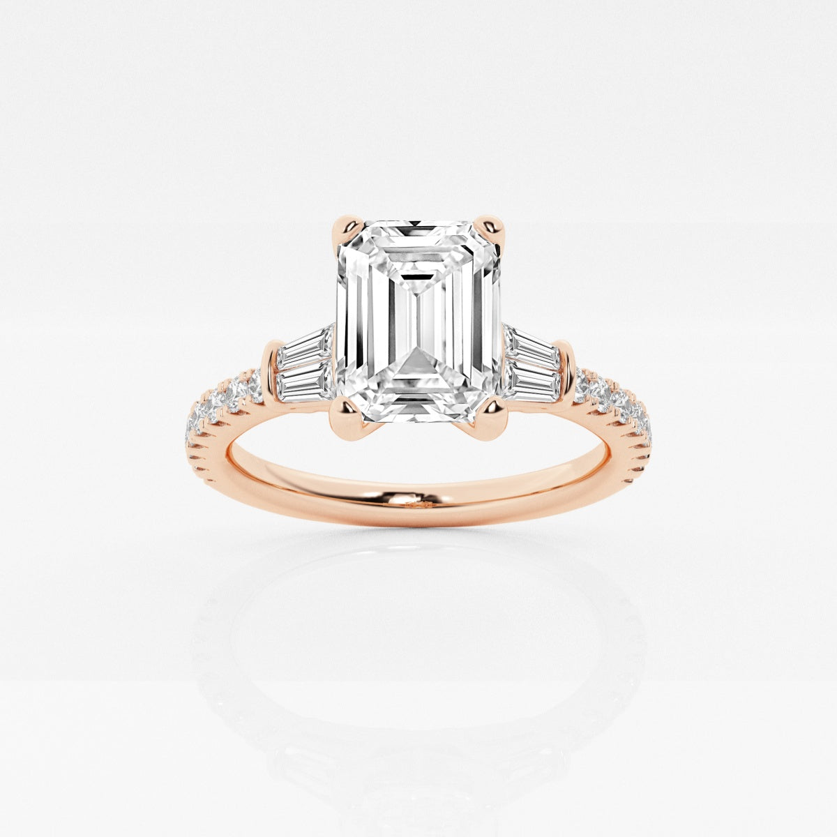 Naomi - Double Baguette Side Stones Engagement Ring