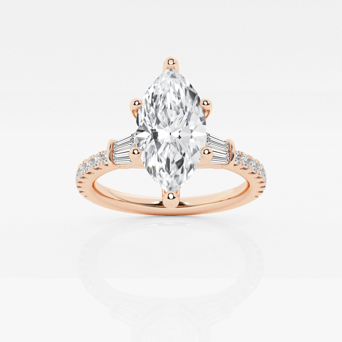 Naomi - Double Baguette Side Stones Engagement Ring