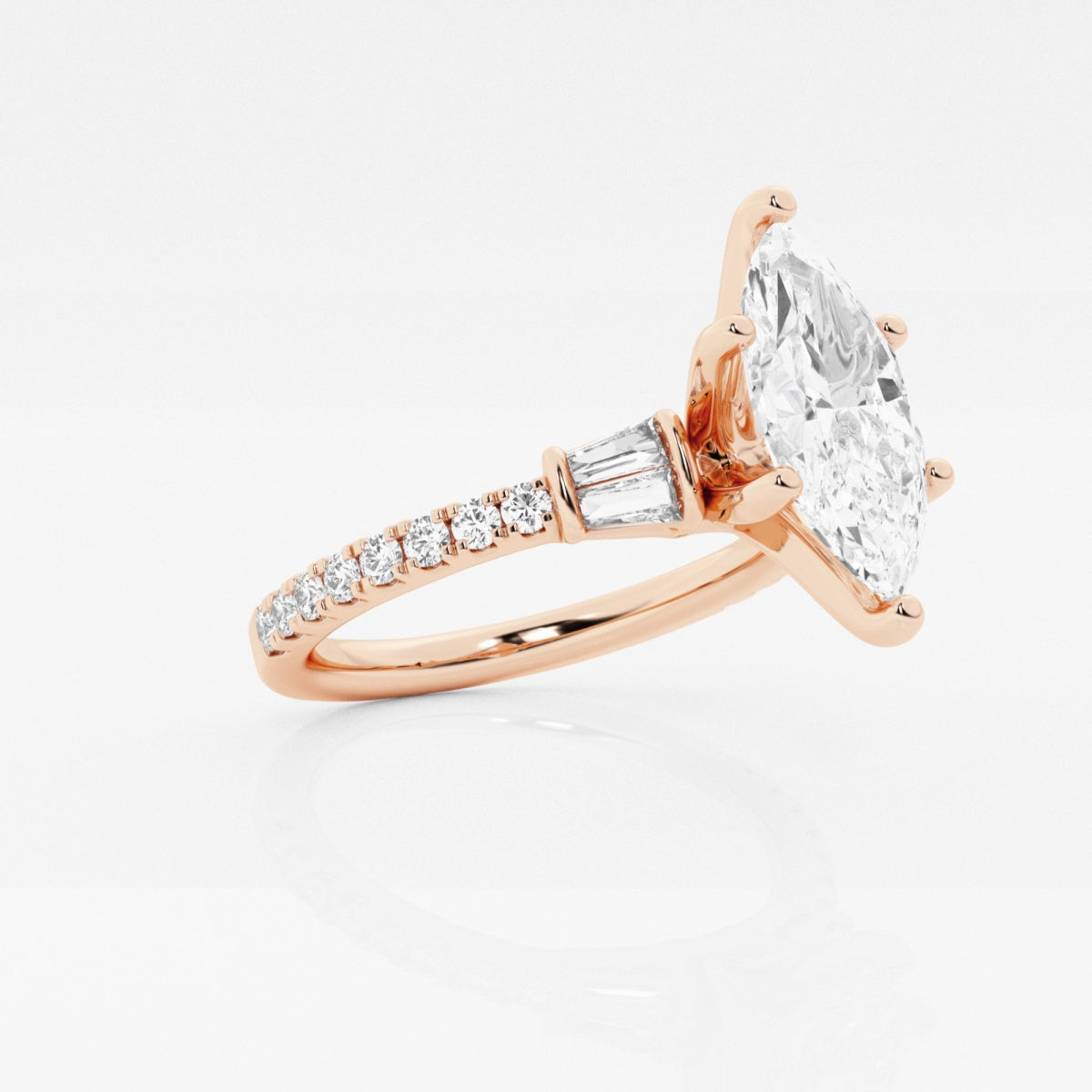 Naomi - Double Baguette Side Stones Engagement Ring