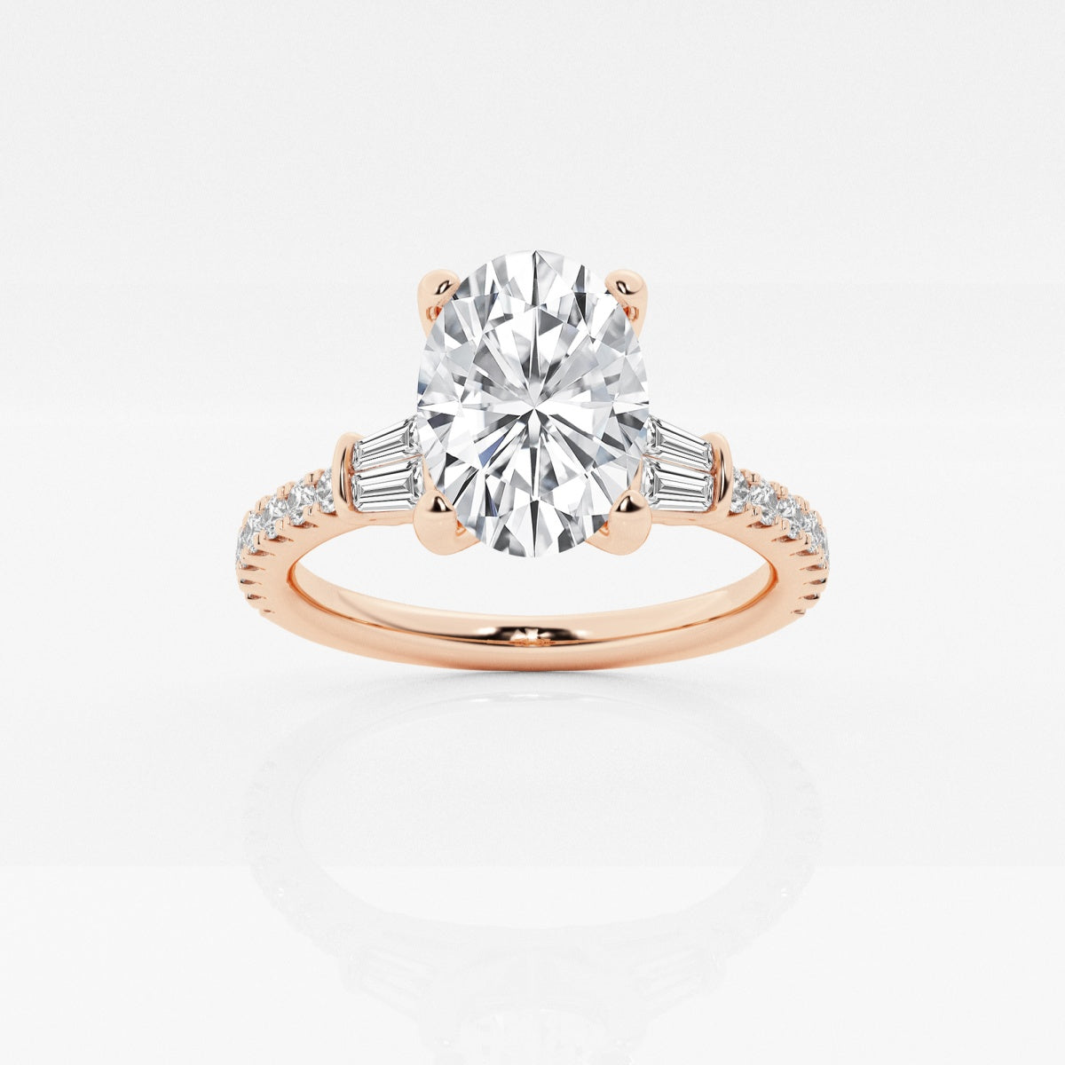 Naomi - Double Baguette Side Stones Engagement Ring