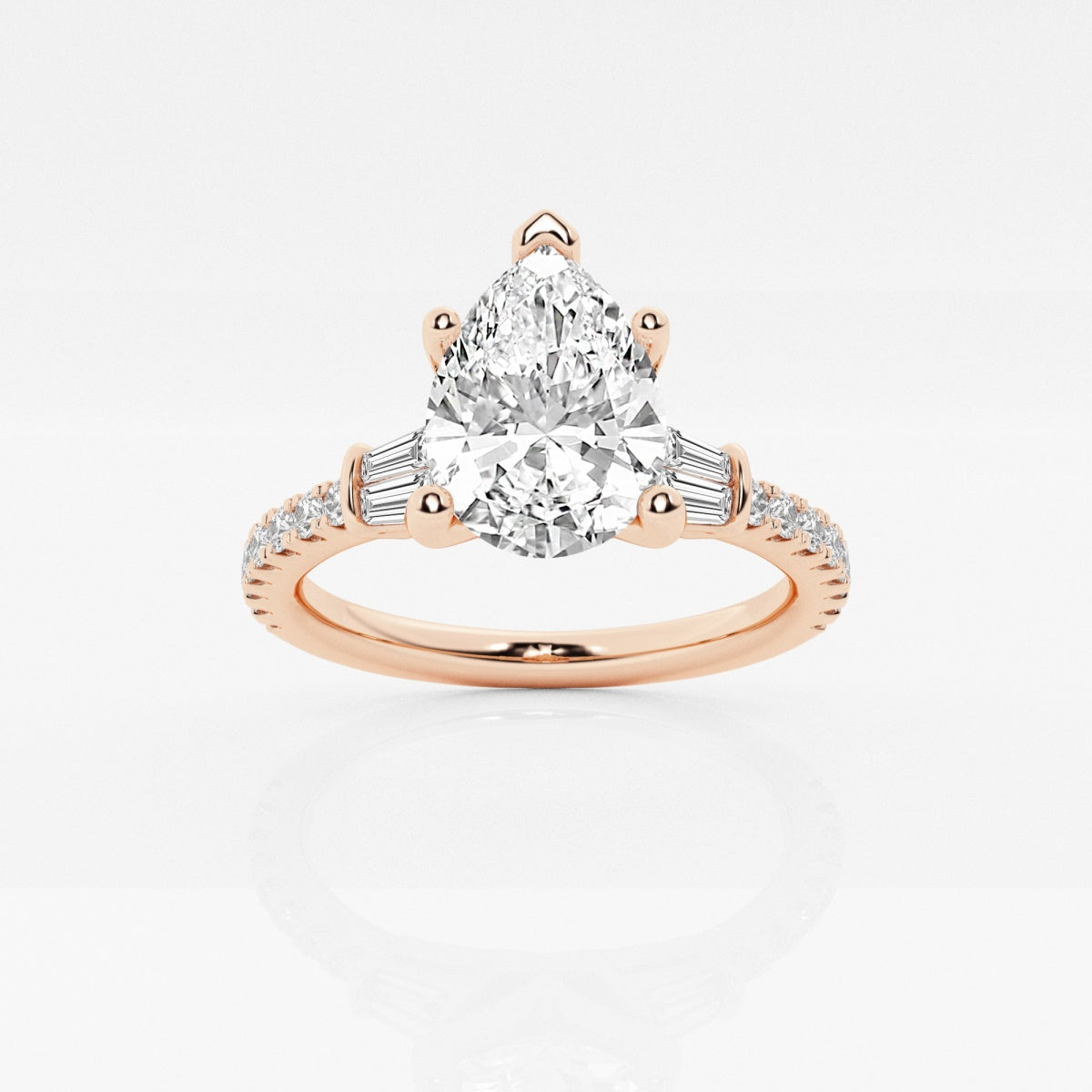 Naomi - Double Baguette Side Stones Engagement Ring