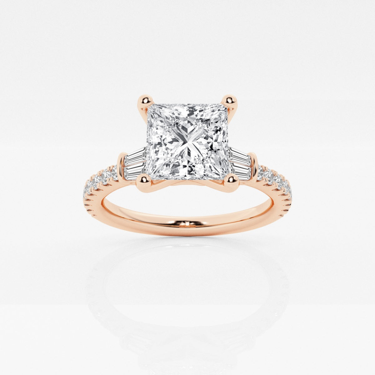 Naomi - Double Baguette Side Stones Engagement Ring