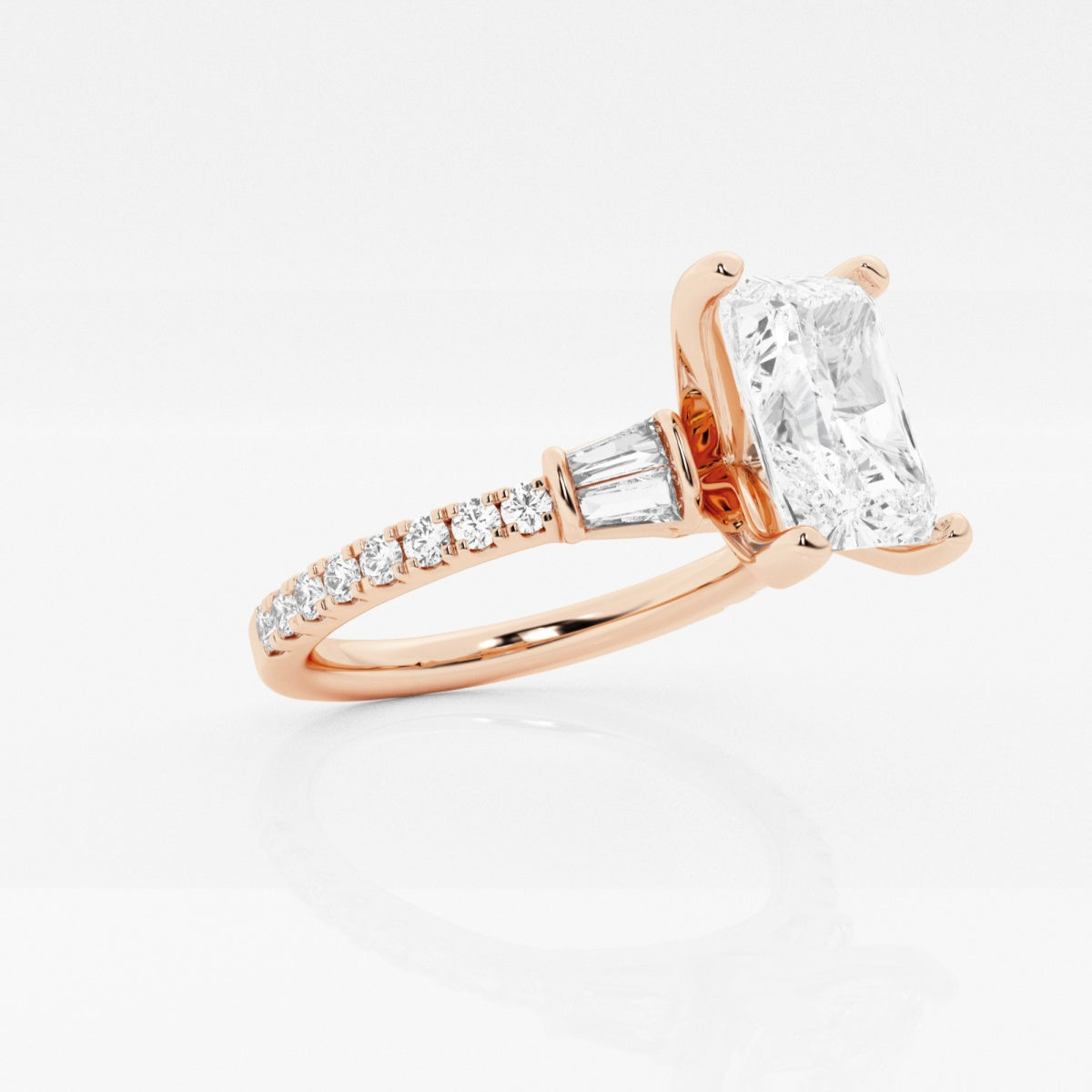 Naomi - Double Baguette Side Stones Engagement Ring