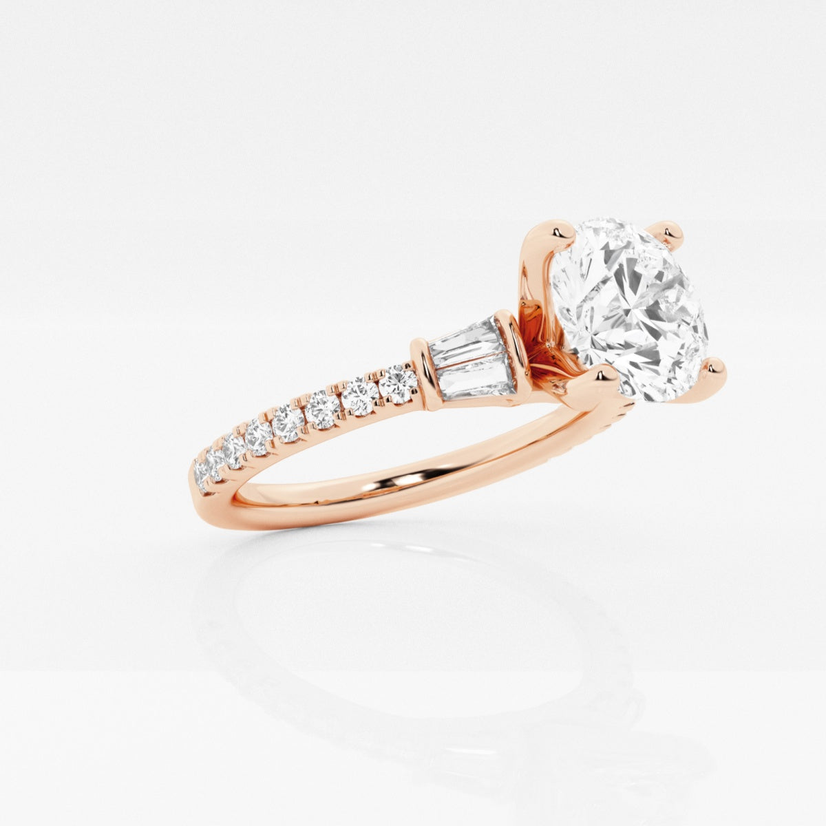 Naomi - Double Baguette Side Stones Engagement Ring